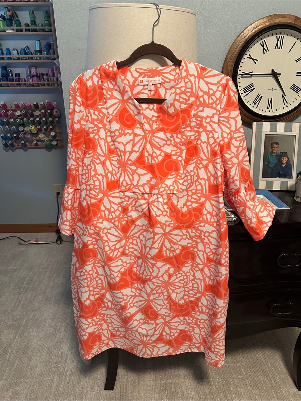 Jude Connally orange and White Floral Dress, size small, new